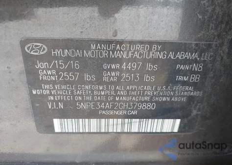 2016 Hyundai Sonata Sport/Limited from USA, damaged, VIN 5NPE34AF2GH379880